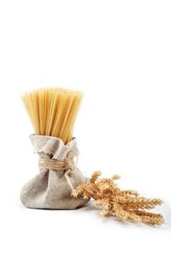Spaghetti with wheat ears Stock Photos