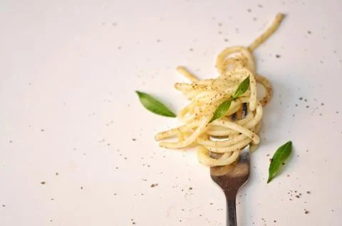 Spaghetti on a white background Stock Photos