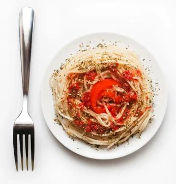 Spaghetti on the white plate Stock Photos