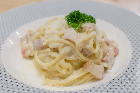 Spaghetti White Sauce Stock Photos