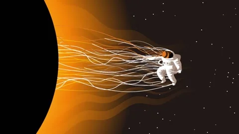 Spaghettification  black hole effect over astronaut 動画素材 313079371