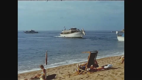 Spain 1965, Lloret de mar beach in 60's 2 Stock Footage 161120155