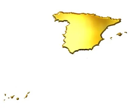 Spain 3d Golden Map Stock Illustration
