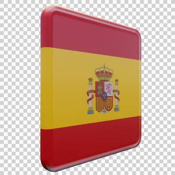 Spain 3d illustration flag on pole. Wood flagpole Stock Photos