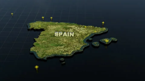 Spain 3D Map With Animation Stock Footage 310110401
