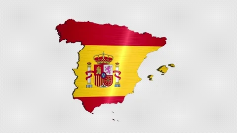 Spain 3D Rotating Flag Map Alpha Channel Loop Stock Footage 336013469