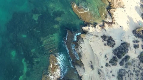 Spain, Alicante, Cabo de Huertov beach, view from above, drone flying over the Stock Footage 281715853