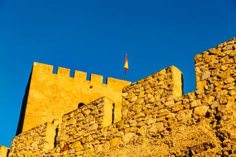 Spain, ancient castle on the mountain in Sax Stock Photos