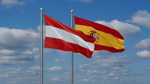 Spain and Austria two flags Stock Footage 280235064