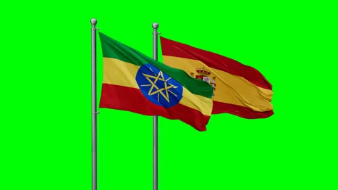 Spain and Ethiopia two flags Video stock 291485194