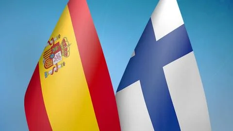 Spain and Finland two flags Stock Illustration