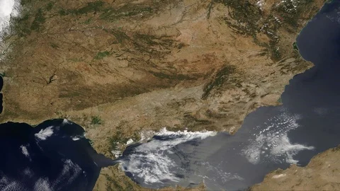 Spain and Gibraltar as viewed from space. 4K Stock Footage 92824487