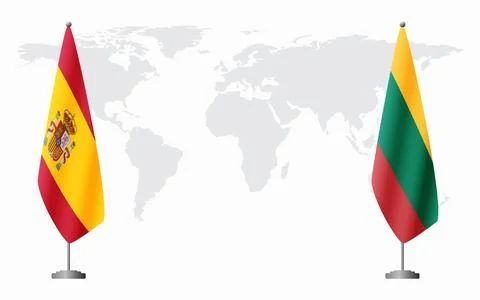 Spain and Lithuania flags for official meeting Stock Illustration