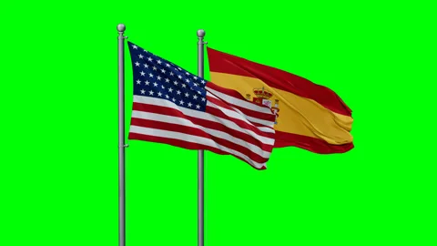 Spain and USA two flags Stock-Footage 289669082