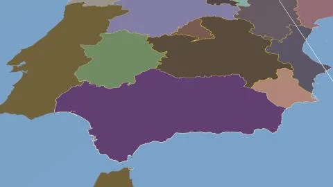 Spain - Andalucia outlined on solid map Illustrazione stock