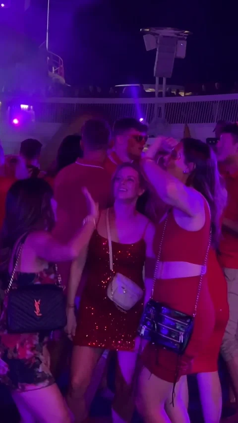 Spain Barcelona 10.27.2024 dancing by the pool party on a cruise ship people Stock Footage 301317106