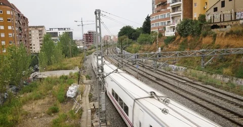 Spain Barcelona Train Day Stock Footage 82934866
