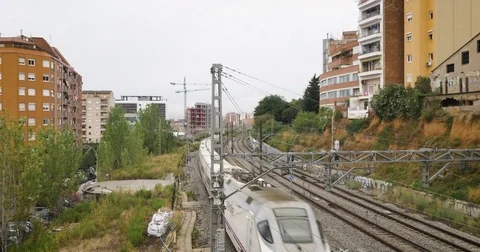Spain Barcelona Train Stock Footage 82937620