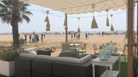 SPAIN BEACH RESTAURANT Stock Footage 135030668