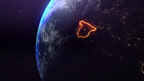Spain border outline from space 스톡 동영상 195691691
