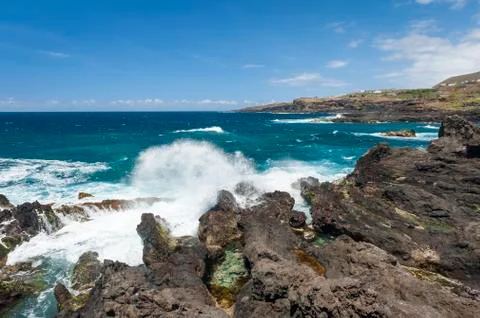 Spain, Canary Islands, Tenerife, coast at Buenavista del Norte on the north Stock Photos