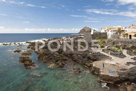 Spain, Canary Islands, Tenerife, View of Garachico on the north coast Stock Photos