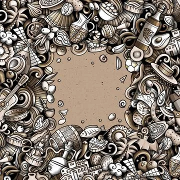 Spain cartoon vector doodles frame Stock Illustration