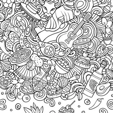 Spain cartoon vector doodles frame Illustrazione stock