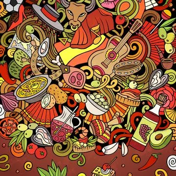 Spain cartoon vector doodles frame Stockillustratie
