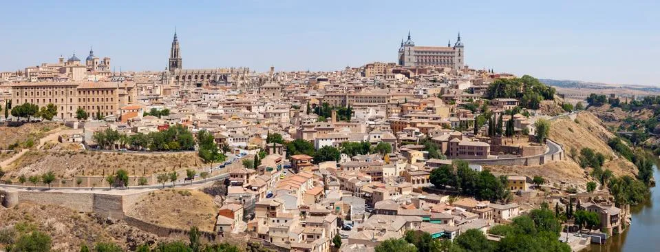 Spain, Castile-La Mancha, Panoramic view of Toledo Stock Photos