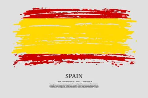 Spain civil flag with brush stroke effect and information text poster, vector Illustrazione stock