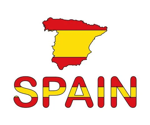 Spain Color flag map. Vector illustration of national symbol. Graphic design  Stock Illustration