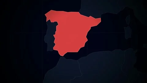 Spain Country Highlight on Global Map 3D Animation Stock Footage 332413928