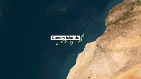 Spain Country Map Animation Showing the Canary Islands Location Stock Footage 342386248