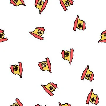 Spain country map flag vector seamless pattern Stock Illustration