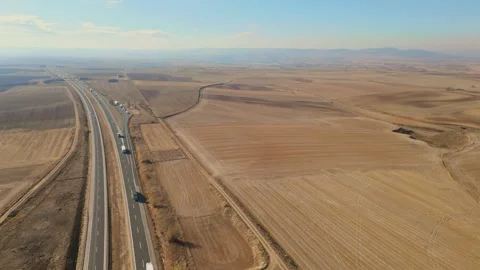 Spain cross over highway drought landscape Stock-Footage 233284436