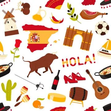 Spain Culture Seamless Pattern Vector Design Illustrazione stock