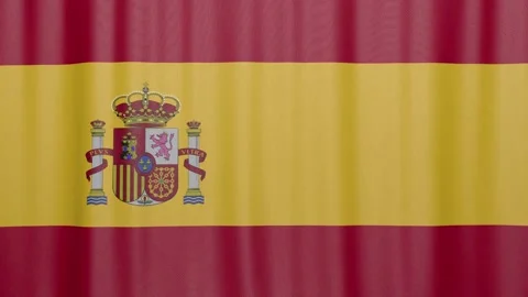 SPAIN Curtain Flag Animation Transition Stock-Footage 336215780