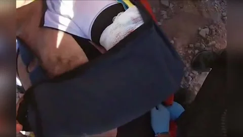 Spain: Cyclist Saved from Brink of Disaster in Naquera's "El Paraiso" Stock Footage 282213176