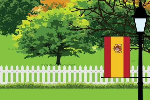 Spain Day Trees Lamp Vector Illustration Stock-Illustration