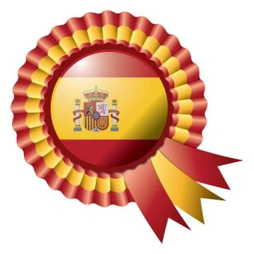 Spain detailed silk rosette flag eps10 vector illustration Stock Illustration