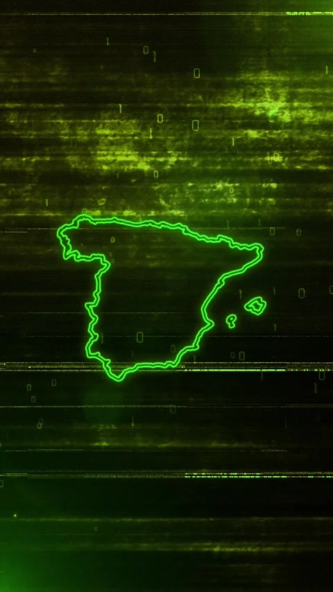 Spain Digital Futuristic Glitch Map Stock Footage 334594271