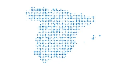 Spain dotted digital map. Map of Spain with pulsating colored circles. Shape ... Video stock 231080537