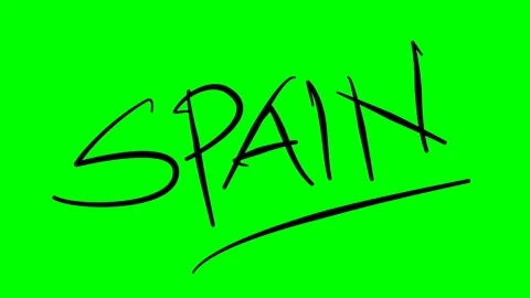 Spain drawing text on green background Stock Footage 128894800