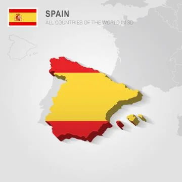 Spain drawn on gray map. Stock Illustration