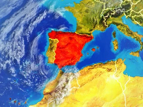 Spain on Earth from space Stock Illustration