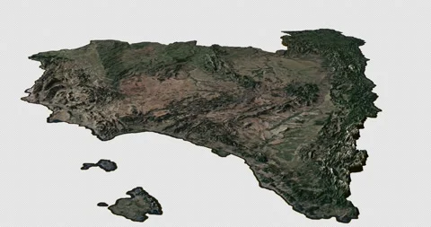 Spain east to west map with 3d relief 4K satellite ground low height Stock Footage 219853219