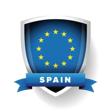 Spain - EU member flag vector shield Illustrazione stock