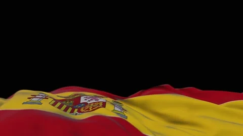 Spain fabric flag waving on the wind loop. Spanish embroidery stiched cloth b Video stock 195010819
