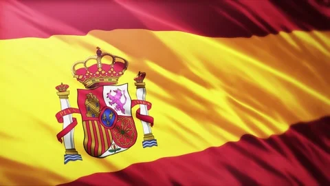 Spain flag 3d waving realistic background Stock Footage 235771398